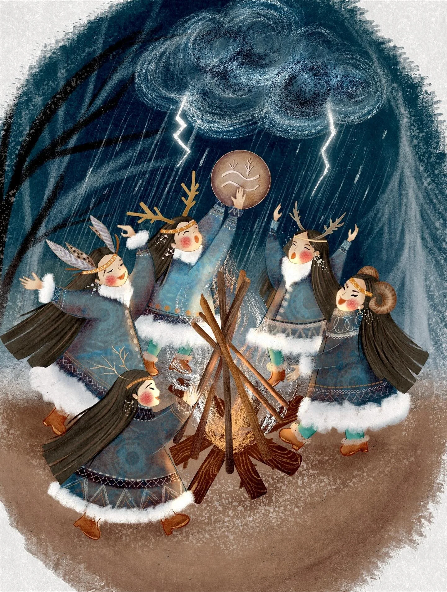 Day 3 - RAIN of @folktaleweek #folktaleweek #folktaleweek2025 
Let me take a moment to say how absolutely AMAZING the illustrations of this years Folktale week are! The amount of talent is incredible this year 💙🤎💙

#folktaleweek2025rain 
Hosts 🤎
