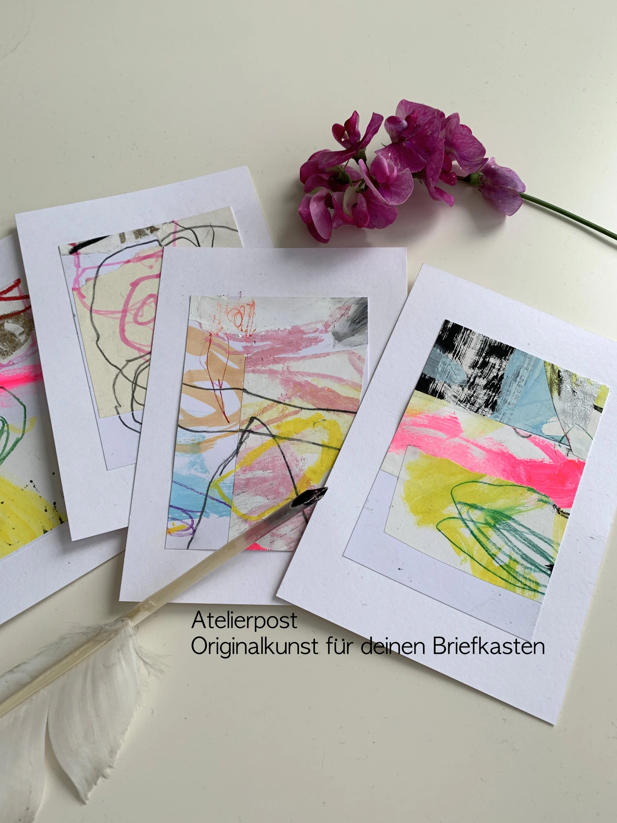 original Postkunst Abo - monatliche Kunstpost aus meinem Atelier, Collage Kunst, Atelierpost, Kunstpost Abo