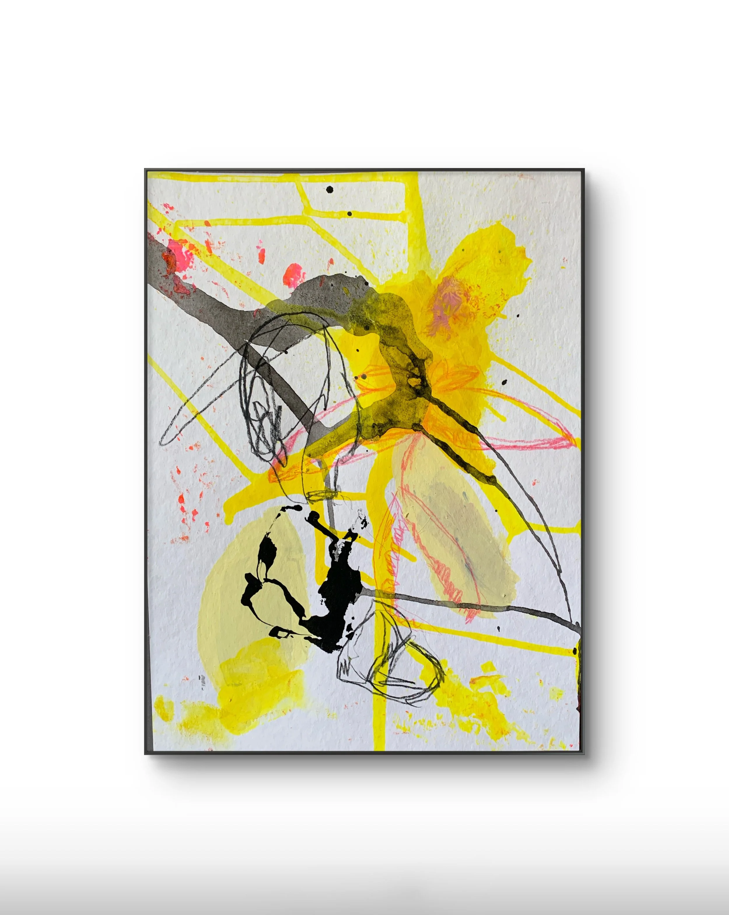 Abstraktes Originalwerk mit dem Titel 'Lichtung No. 01' auf 275g Papier. Ein modernes Mixed-Media-Originalwerk (Tusche & Aquarell, 24x32 cm) aus der neuen Serie.
