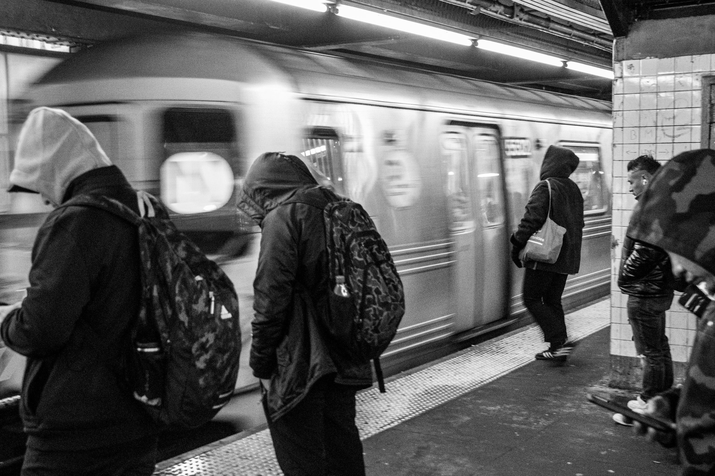Awaiting the Subway Train at Queensboro Plaza