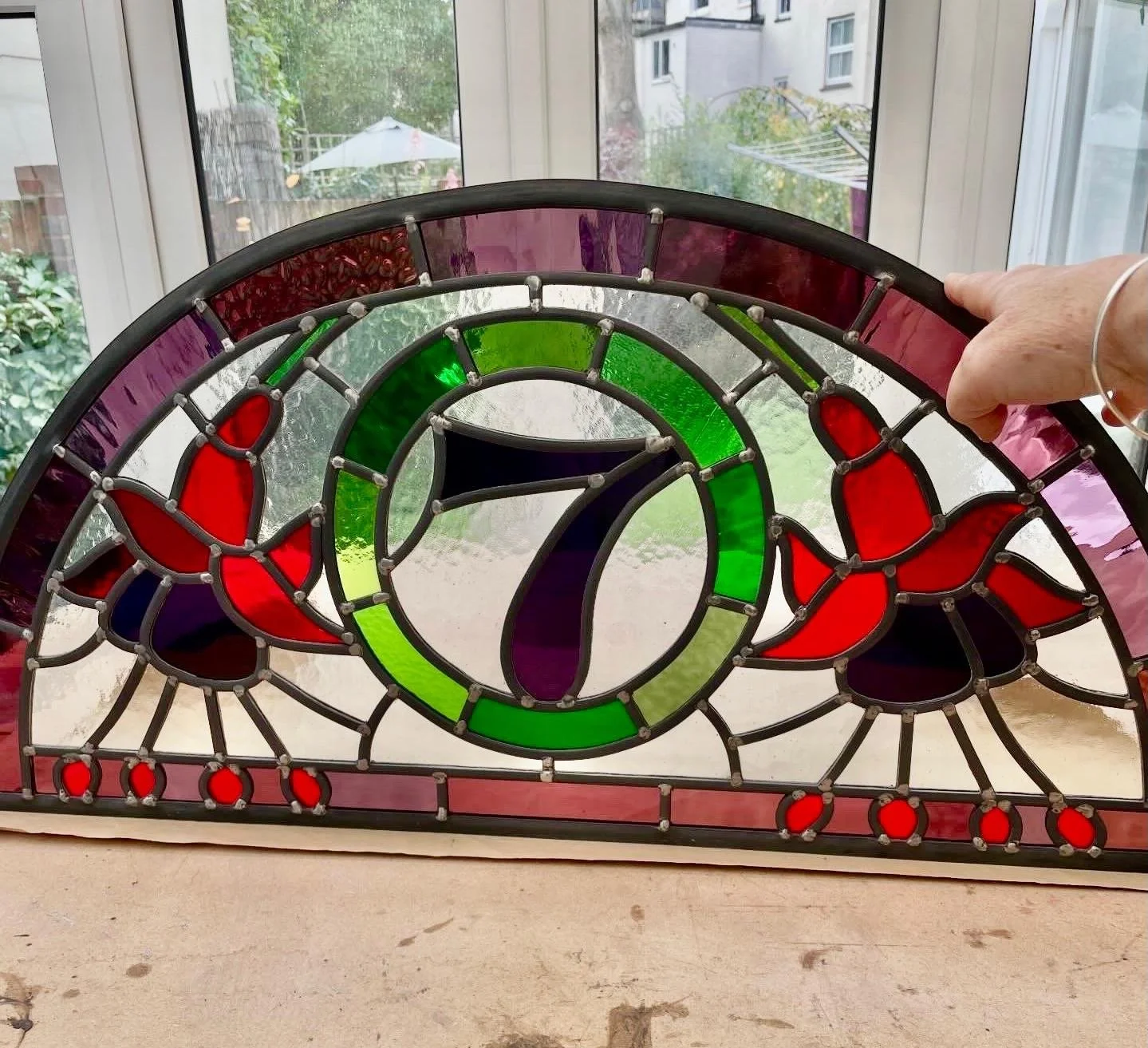 panel with fuschias commissioned by customer as these are found in Ireland where she come from.