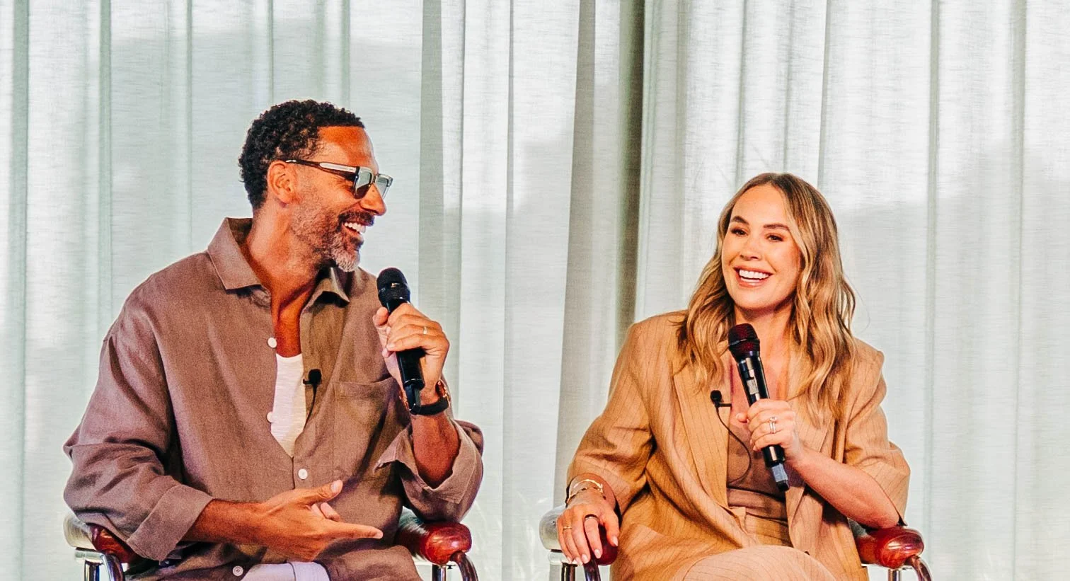 Rio and Kate Ferdinand speaking with Danielle and Dean Forbes