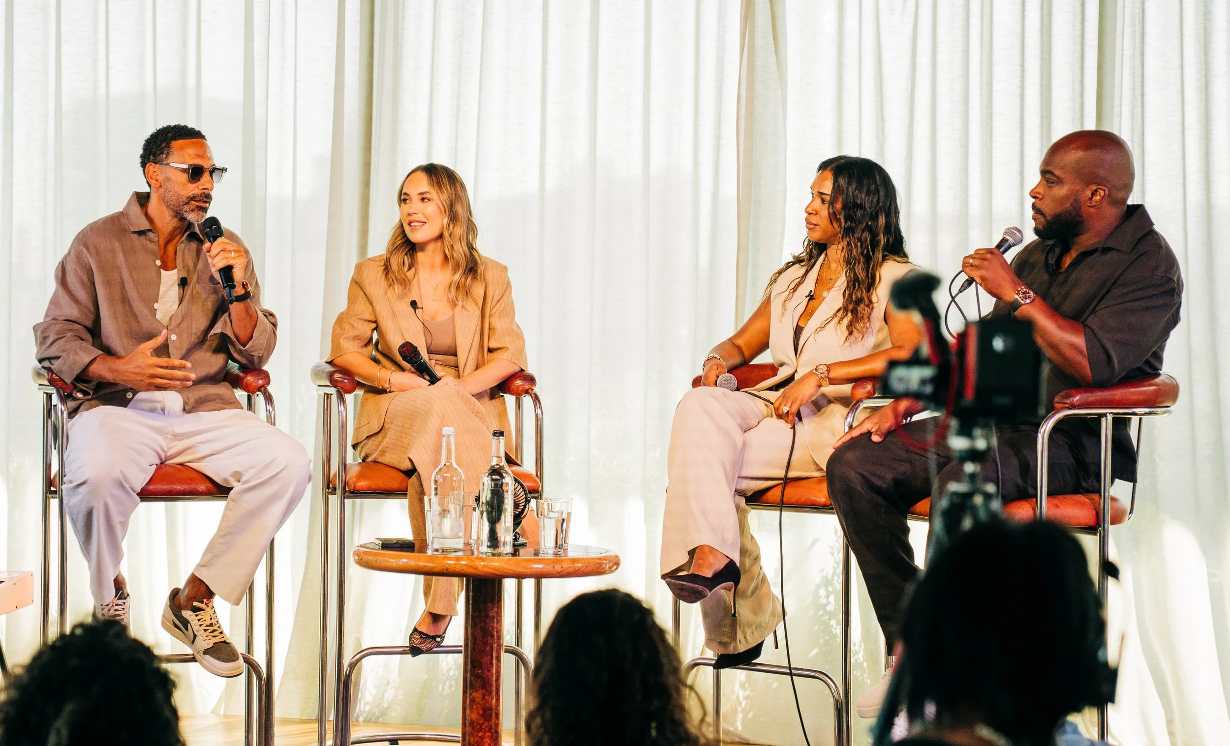 Rio and Kate Ferdinand speaking with Danielle and Dean Forbes