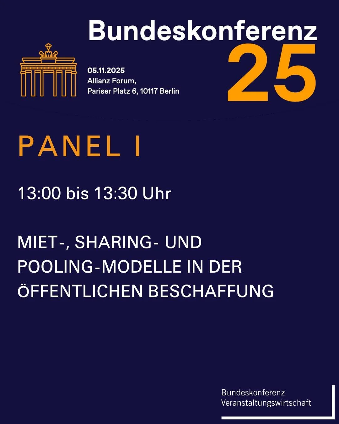 Nachhaltigkeit braucht neue Modelle 🌱
Auch in diesem Jahr bietet die Bundeskonferenz Veranstaltungswirtschaft wieder Raum für wegweisende Impulse und wichtige Diskussionen.
Besonders spannend wird die Gesprächsrunde zu Miet-, Sharing- un