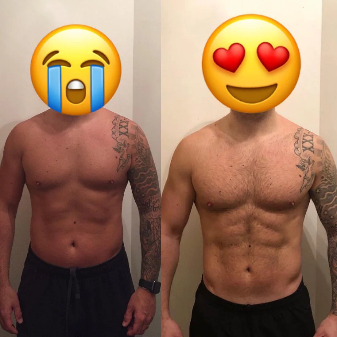 Client transformation result online strength and conditioning coaching programme Adam Lusby 