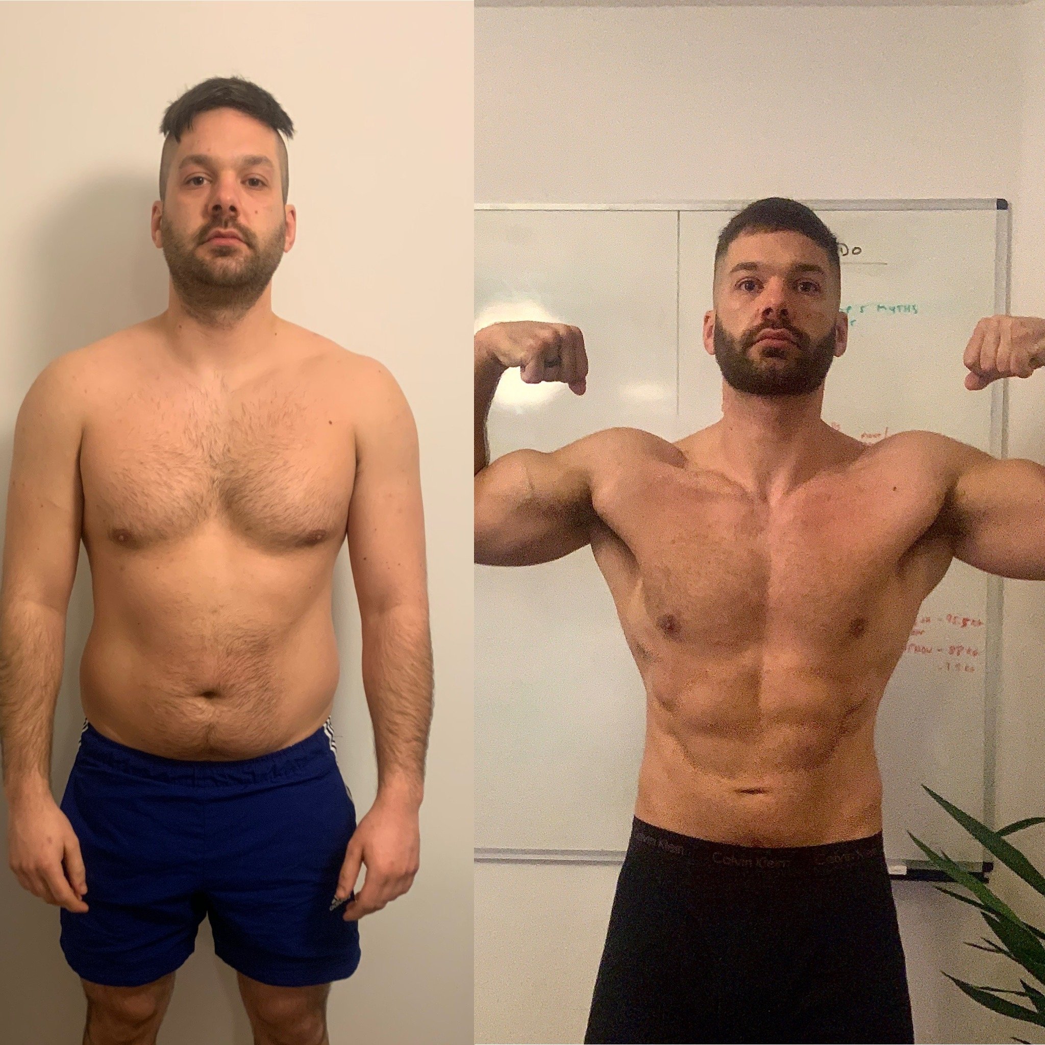 Client transformation result online strength and conditioning coaching programme Adam Lusby