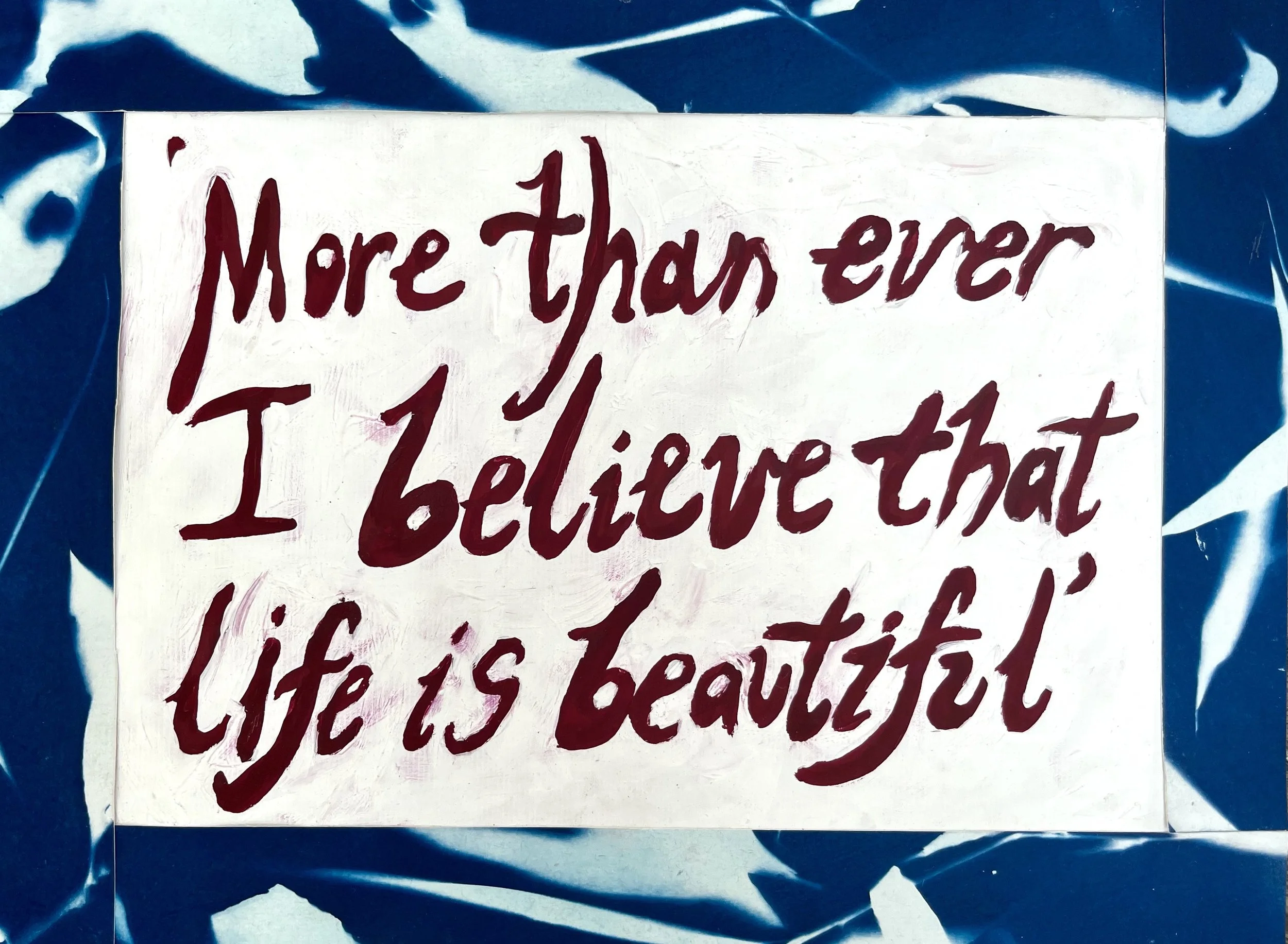 More Than Ever, 2025, Cyanotype, Poster Paint and Acrylic, 29 x 21cm