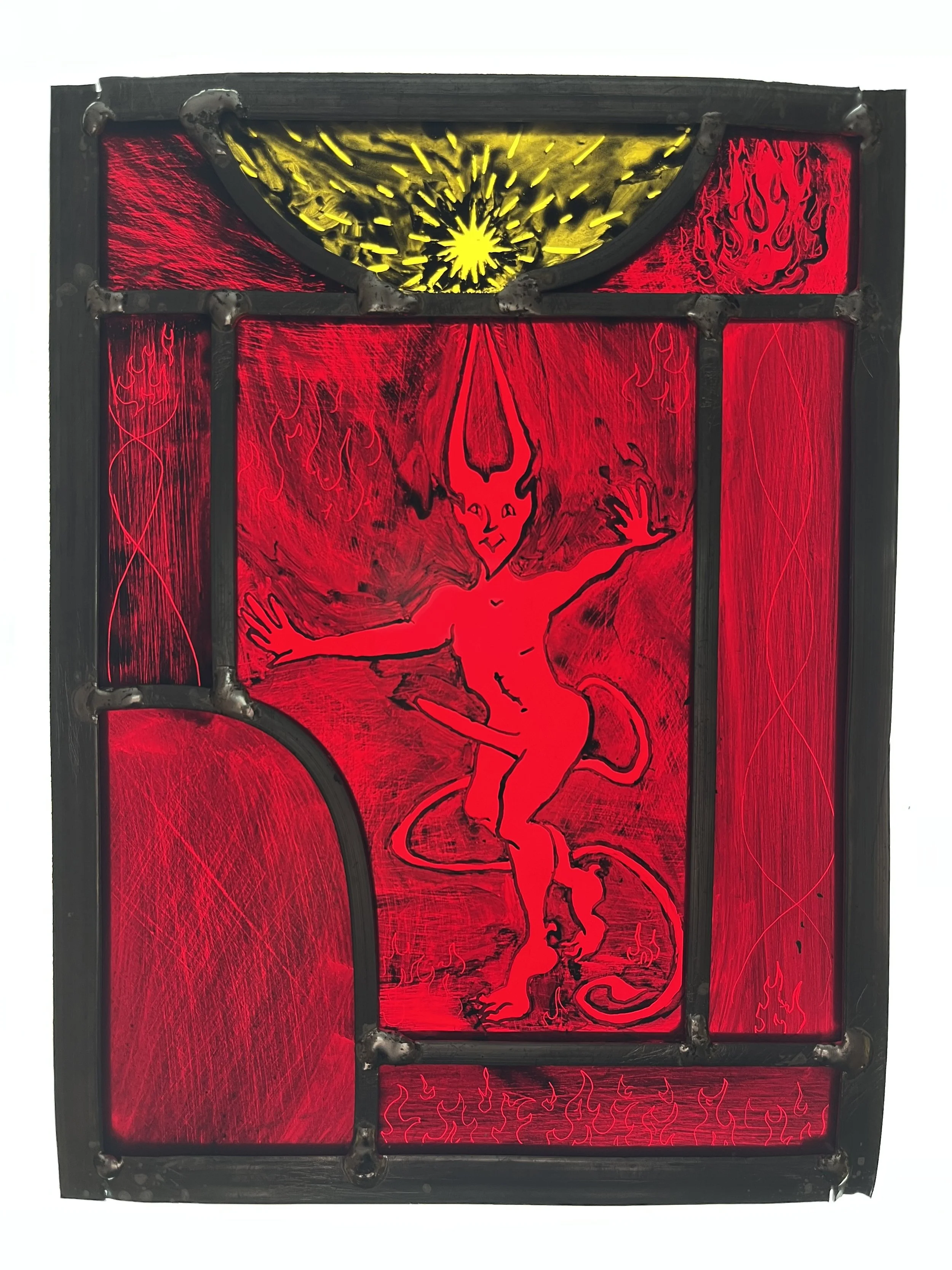 Benevolent Devil, 2025, Stained Glass (Leaded), 17 X 23cm