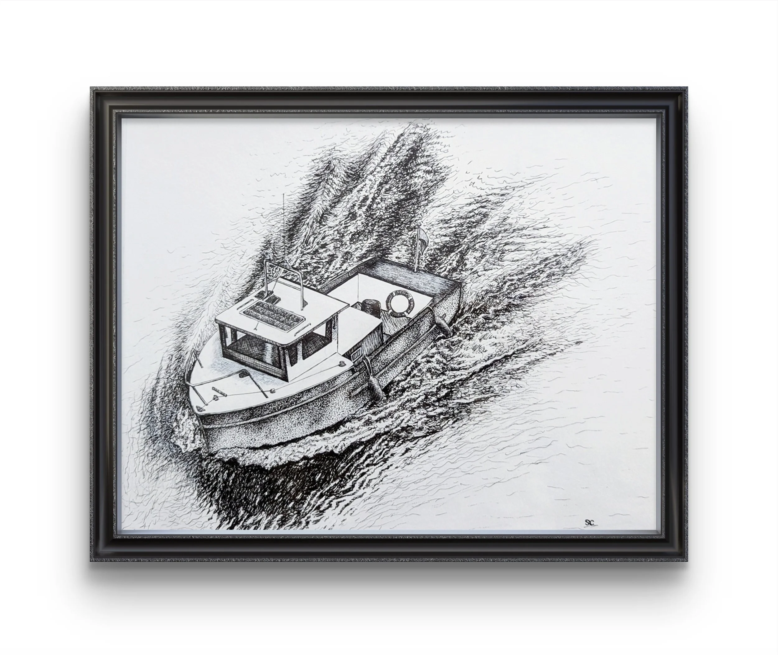 Pen and Ink Line Drawing Nautical Boat Local Artist Norfolk Wymondham Sophia Cordelia Art.jpg