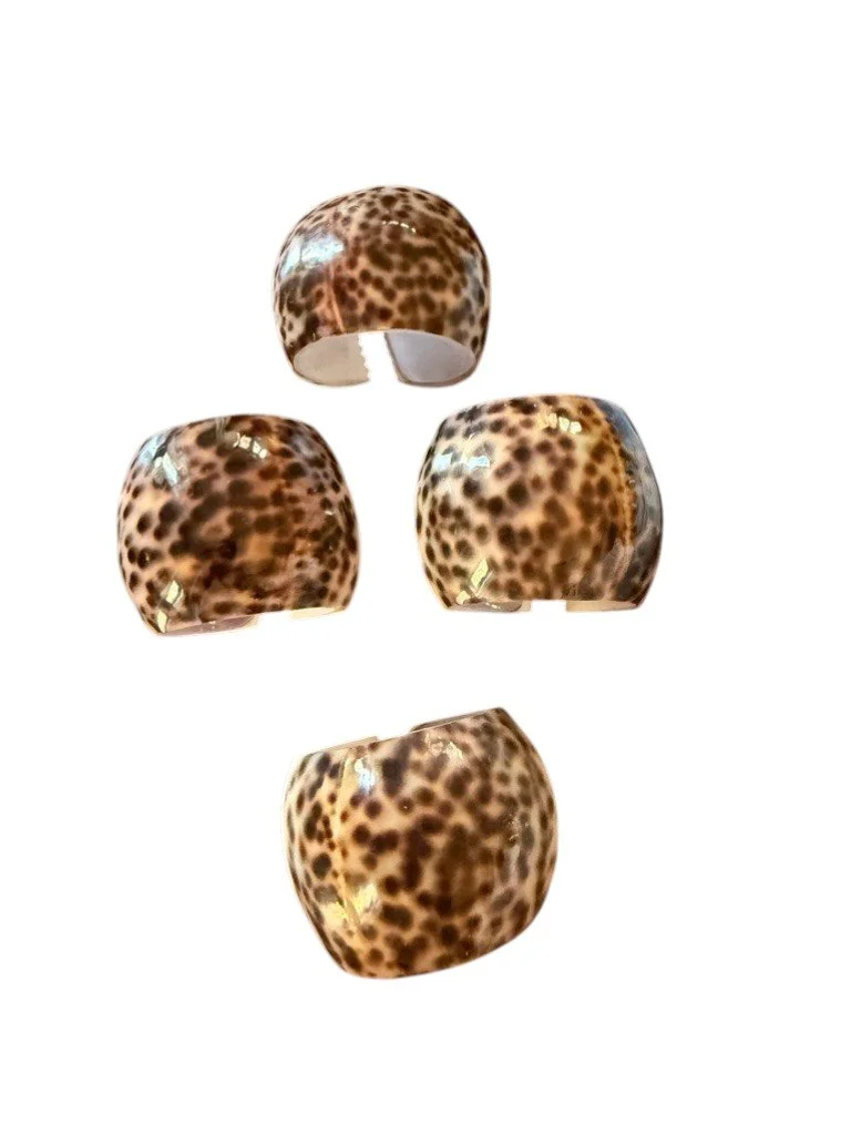 Cowrie Tiger Shell Napkin Rings Set of 4