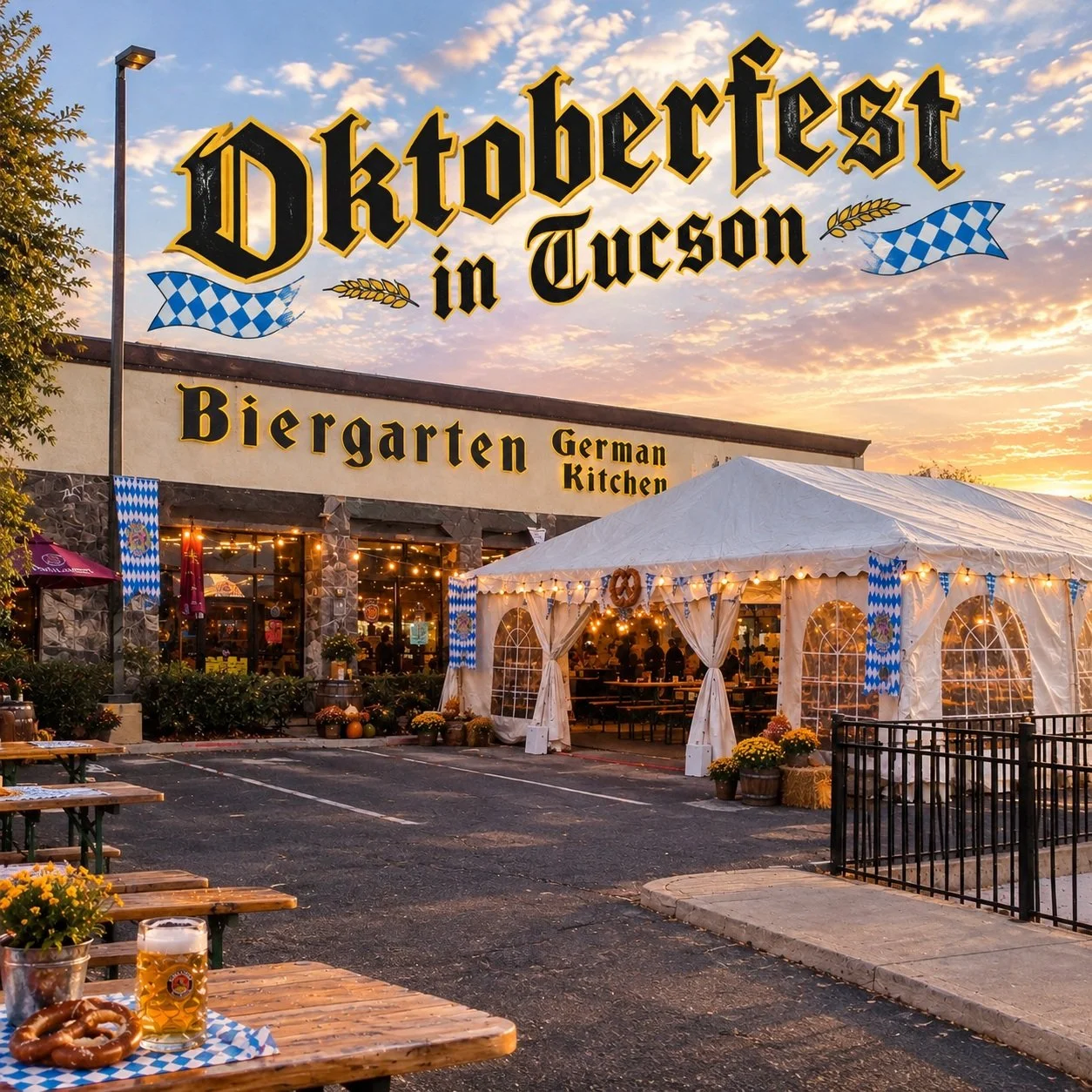 OKTOBERFEST IS COMING TO TUCSON! 🍻🇩🇪
Get ready for 16 days of German food, Oktoberfest beers, live music, games, and Bavarian fun!
📅 October 3&ndash;18, 2026
📍 Biergarten Tucson
We&rsquo;re transforming our Biergarten into an Oktoberfest celebra