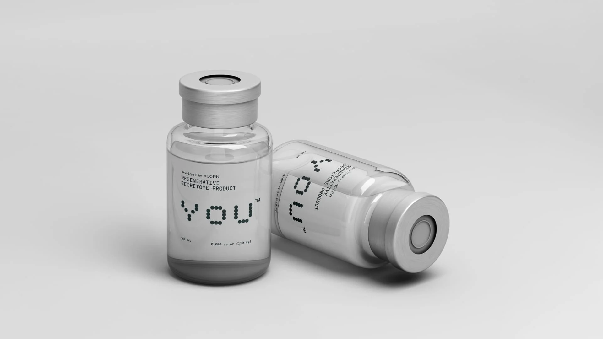 stem cell secretome therapy bottles with YOU on them
