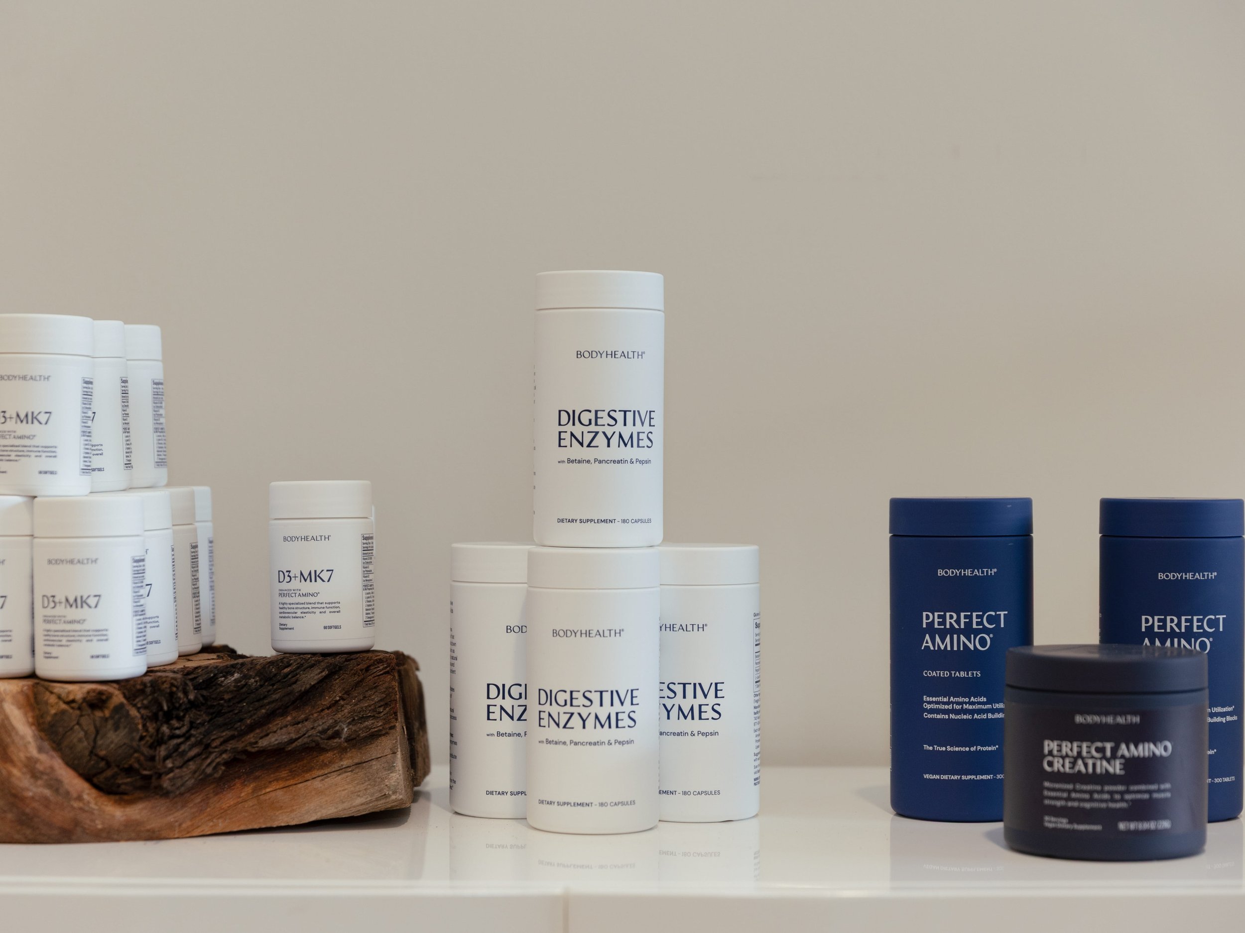 all the body health products that nhlma sells sitting on a counter