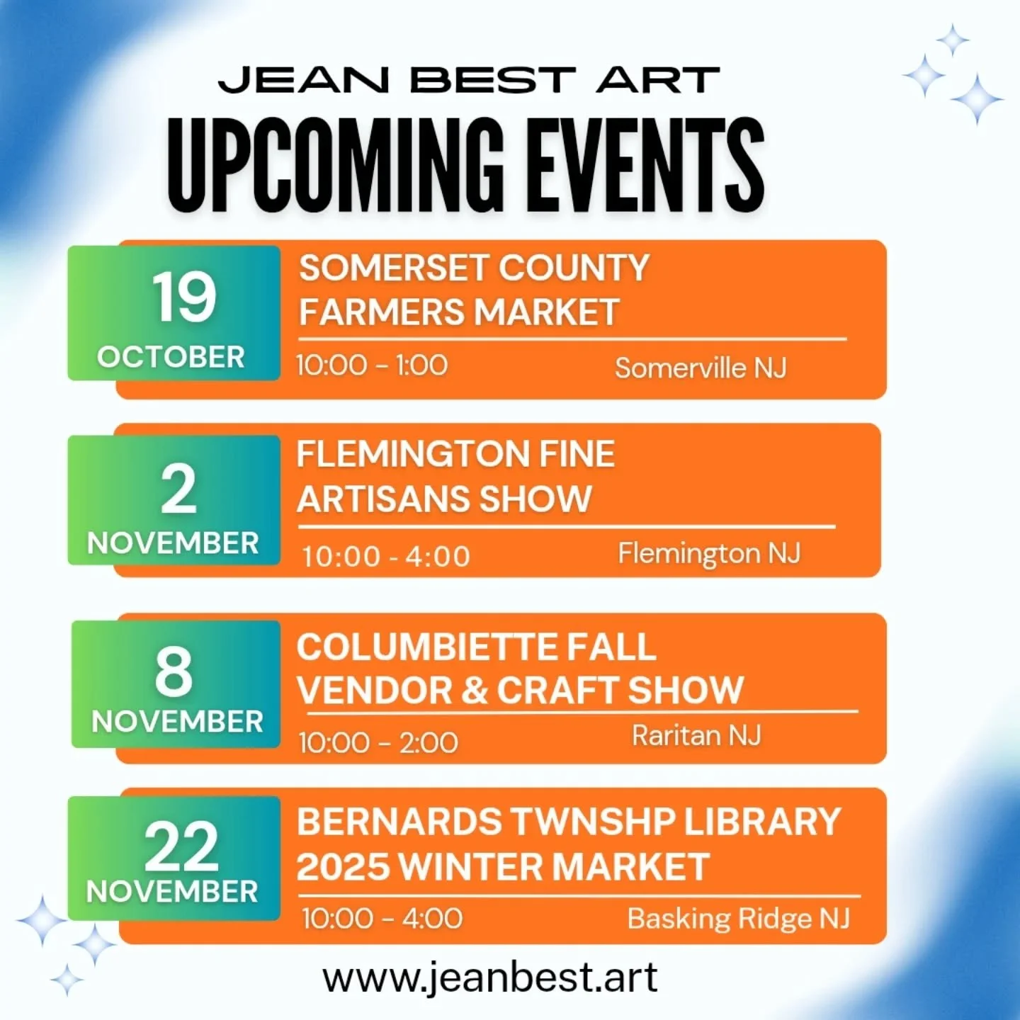 Hope to see you soon at these local events!!