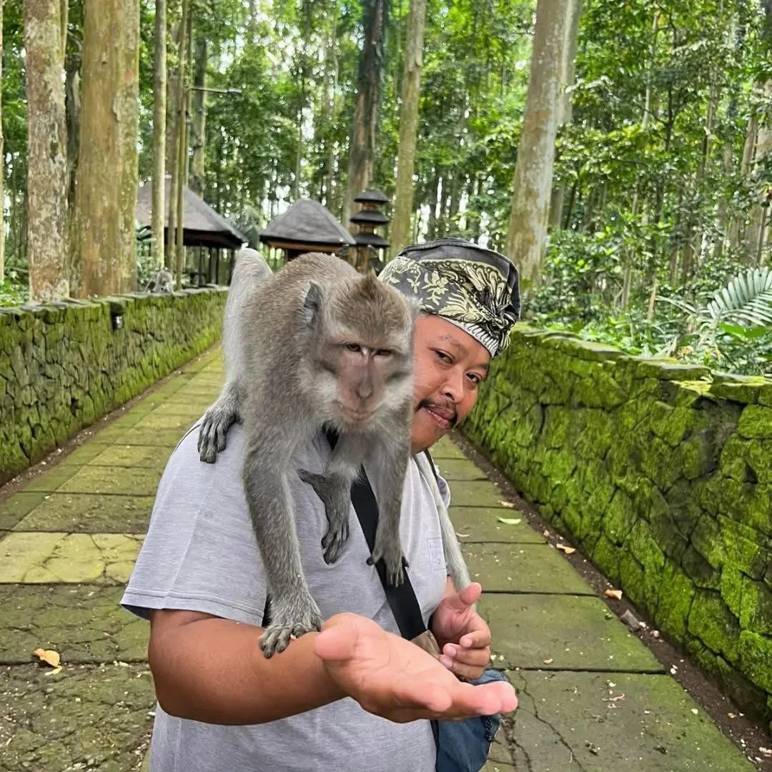 Monkey's on shoulder Forest in Bali