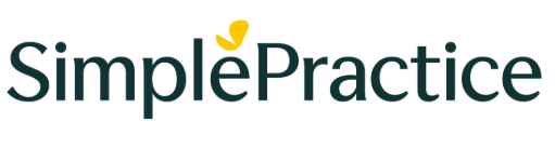 SimplePractice logo with stylized text and a yellow leaf element.