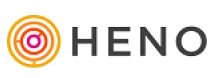Heno logo with colorful concentric circles to the left of the word 'HENO'