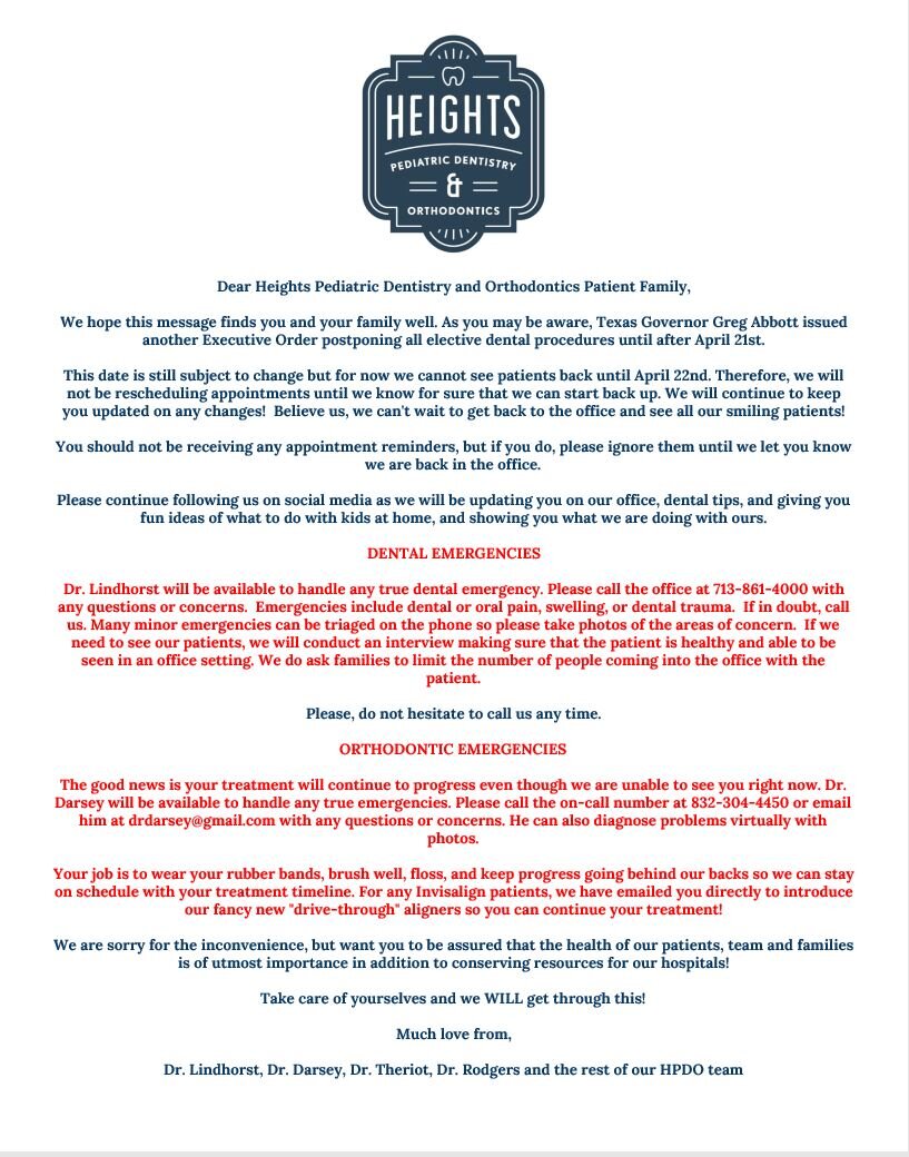 IMPORTANT OFFICE UPDATE REGARDING COVID-19