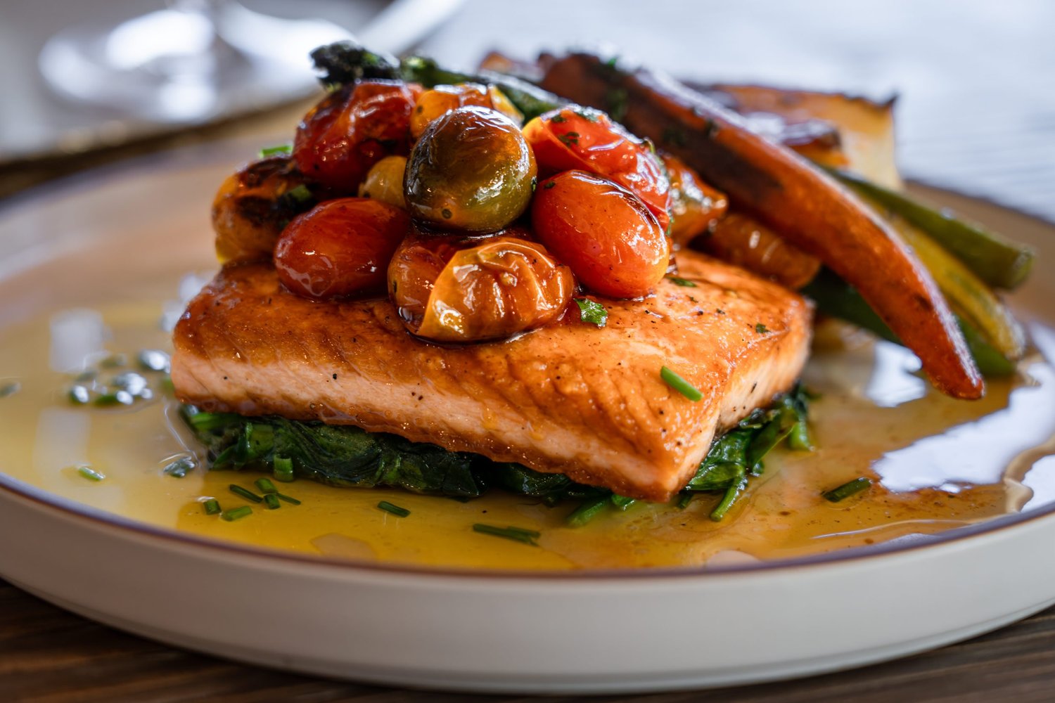 Salmon dish served at Rivenrock Lodge