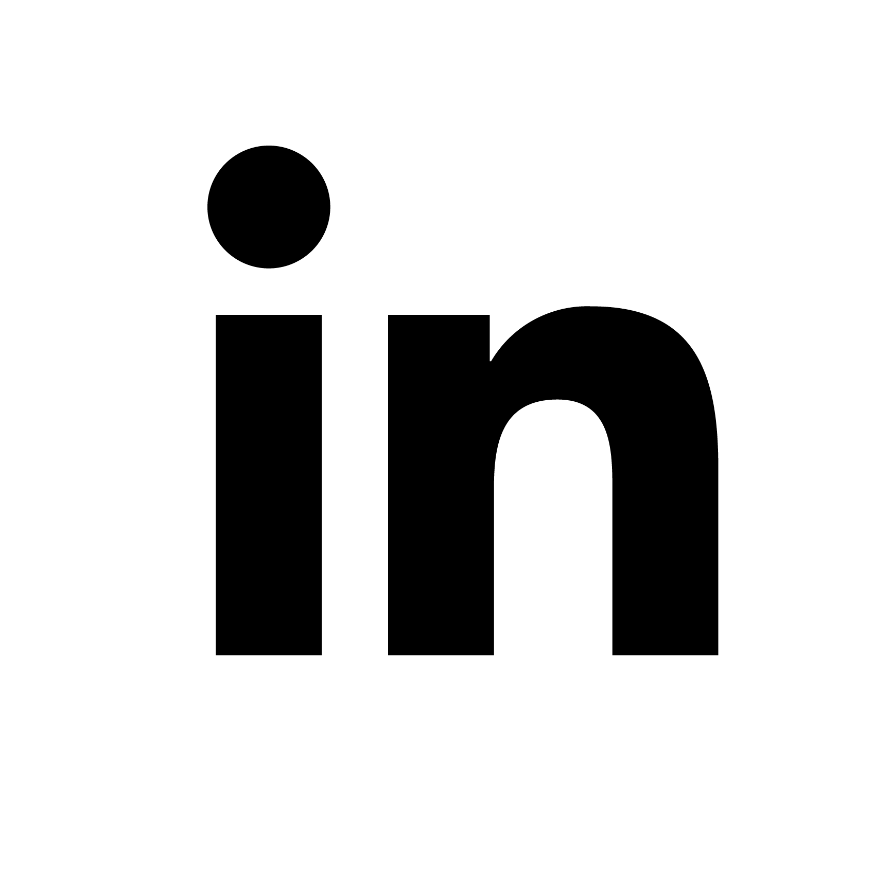 LinkedIn logo with black text 'in' on a white circle background.