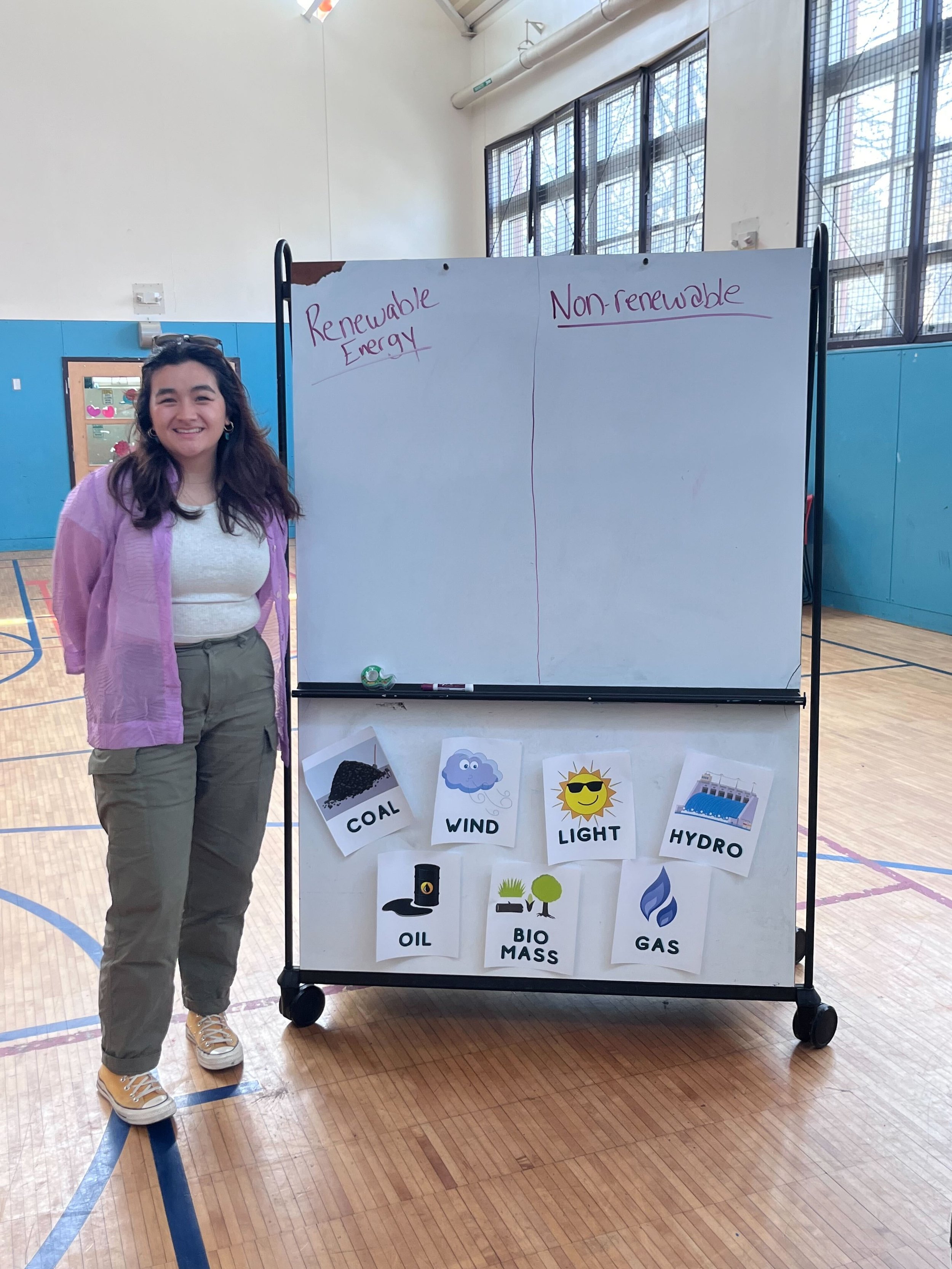 Cassidy prepares our energy source matching game! Photo: Climable, 2024