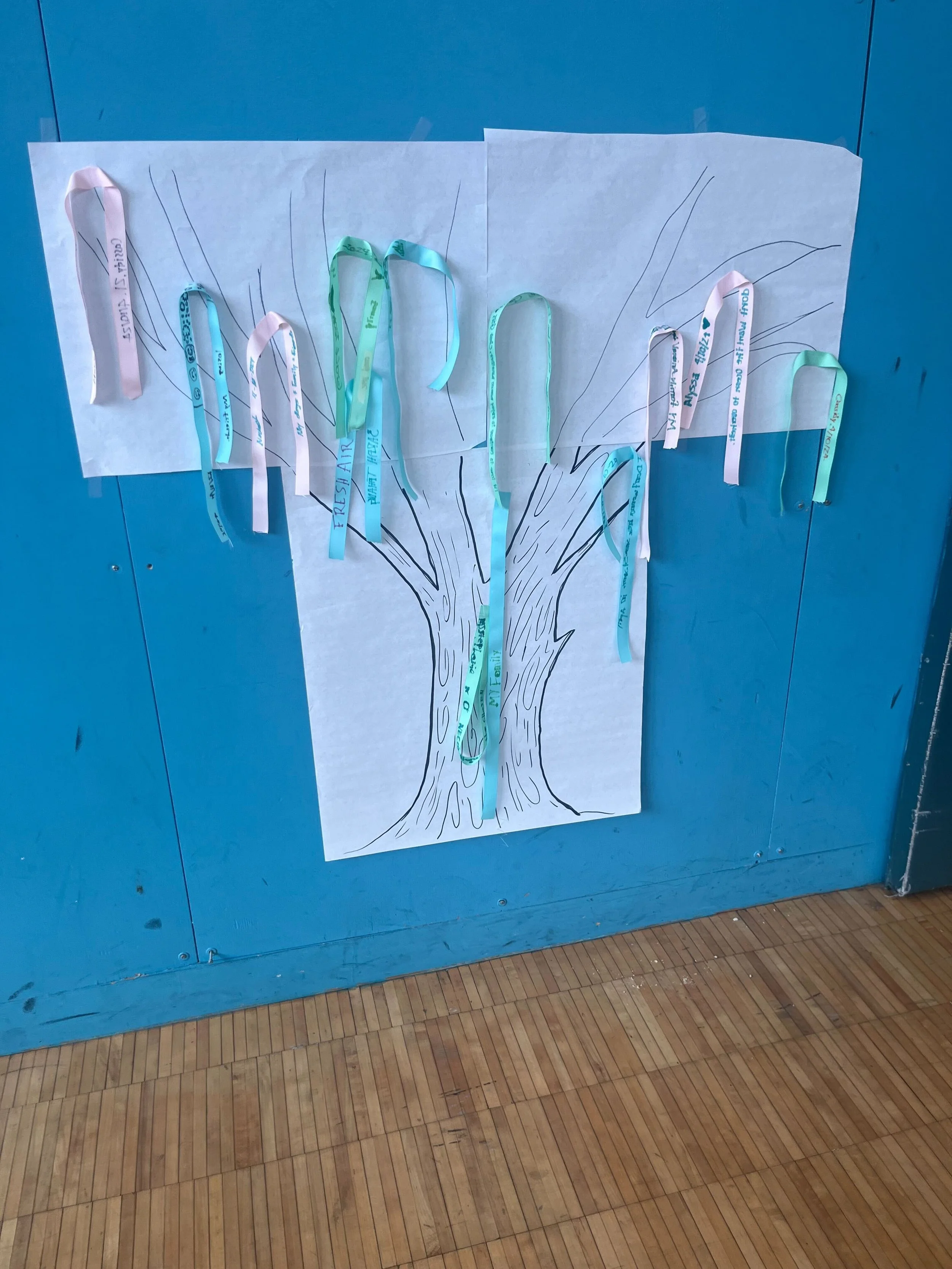 A student shows off her solar-activated bracelet amongst her collection (second after the smiley faces). Photo: Climable, 2024