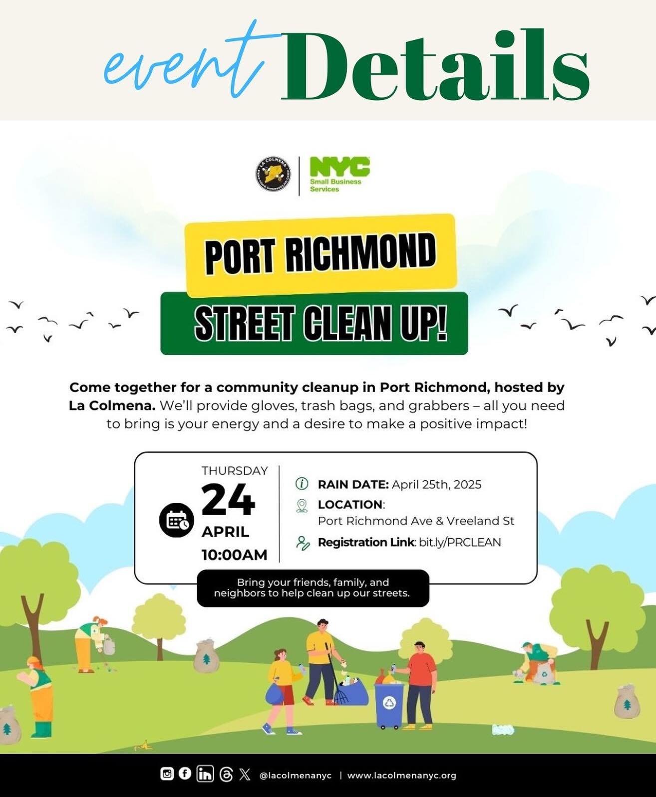 We&rsquo;re pulling up to Port Richmond this Thursday to clean it up and keep it cute for the climate.

La Colmena&rsquo;s got the gloves + grabbers. You bring the energy.
Let&rsquo;s make it ✨ spotless ✨ for Earth Week and beyond.

🗓 Thursday, Apri