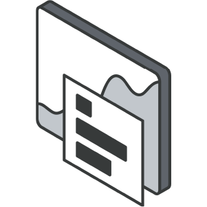 Illustration of a computer monitor displaying a document or webpage, with a piece of paper or report in front.