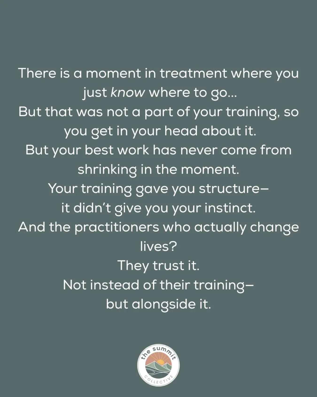 I work with a lot of practitioners and I feel like this is a pep talk I have been having a lot of lately. 

TRUST. 

In yourself, in your process, in your practice. 

You have fucking got this! And your people are here 👏🏻 for 👏🏻 it 👏🏻.
