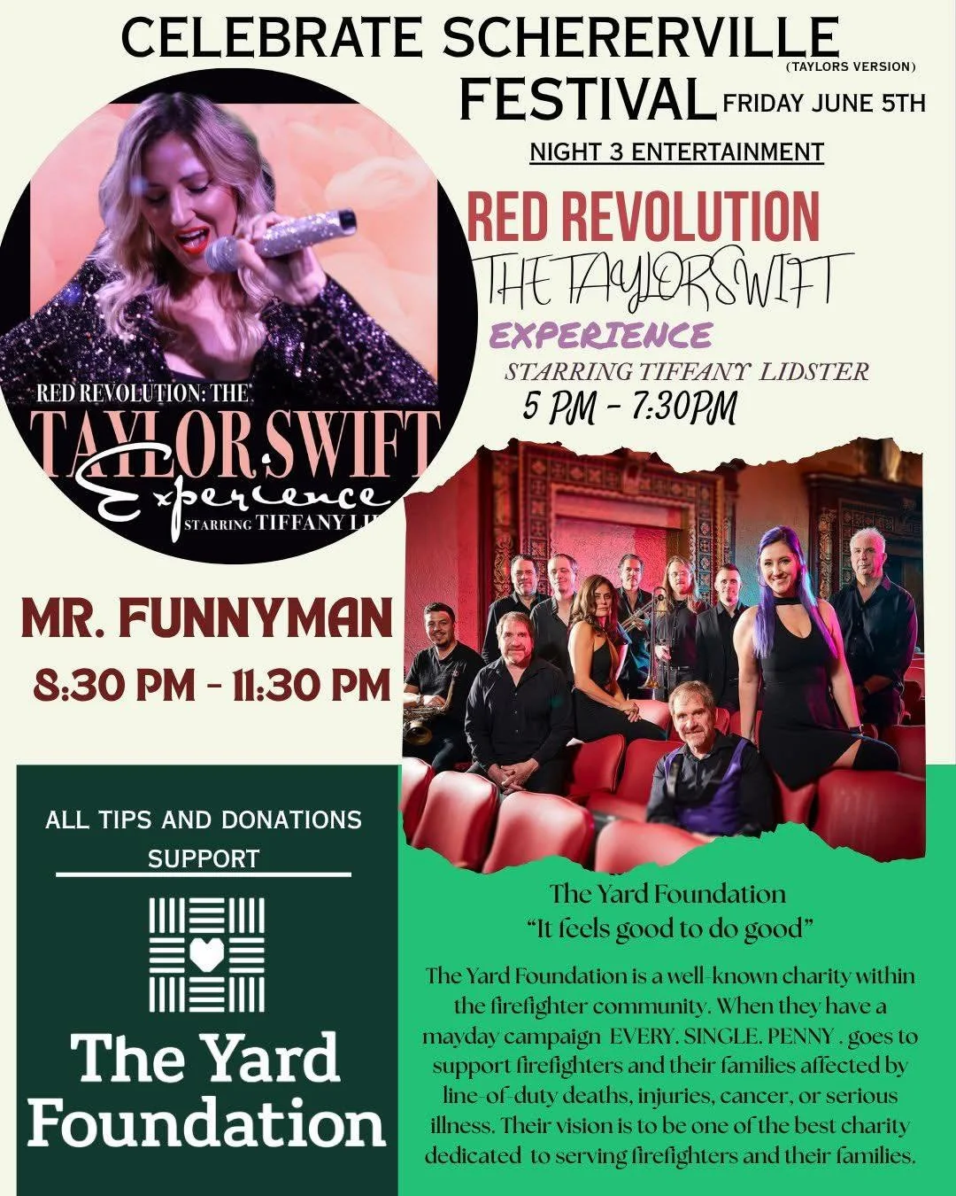 It&rsquo;s Friday and night 3 of Celebrate Schererville Fest!  What better way to celebrate the end of the work week than by grabbing a cold beer, having some carnival food, and listening to some live music?

Tonight&rsquo;s lineup:

Red Revolution: 