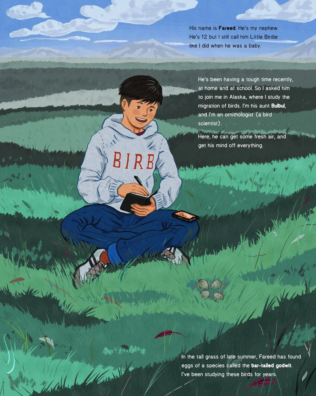 Fareed sitting in grass field