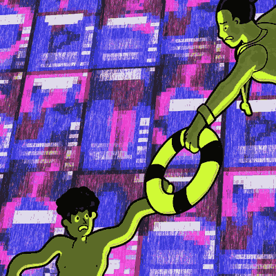 "Digital Binge" editorial illustration