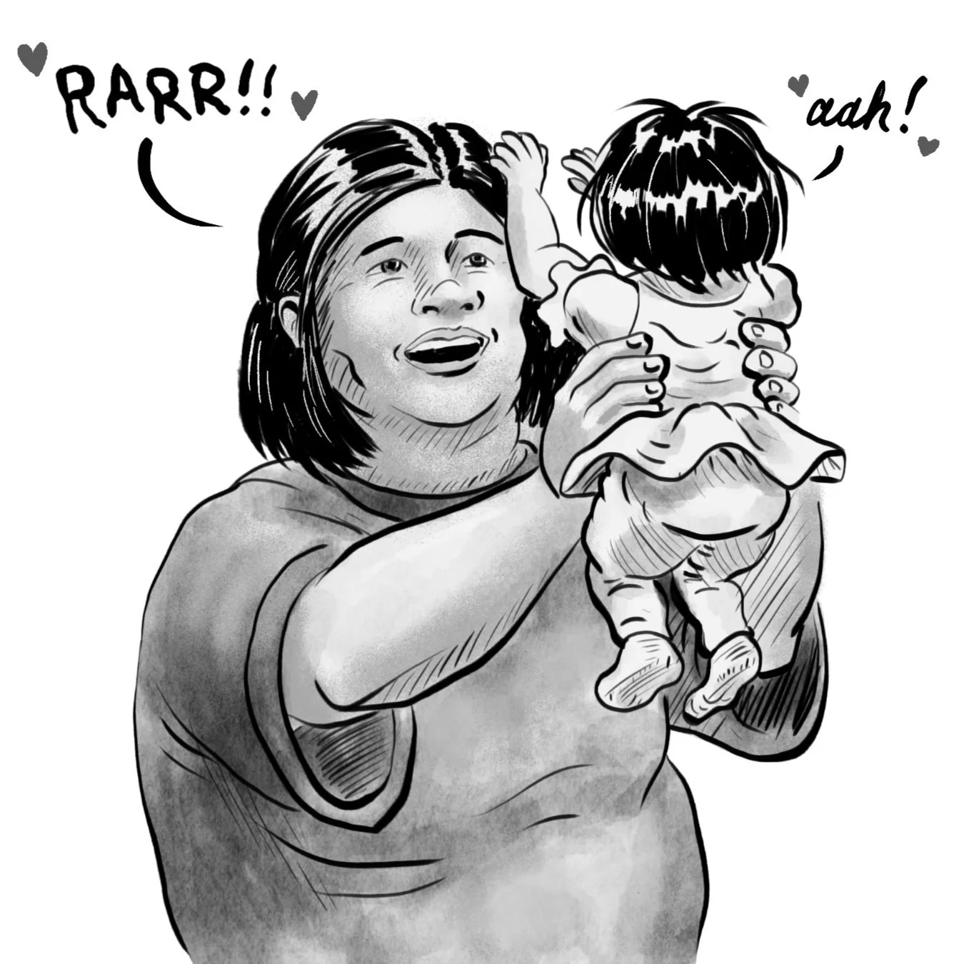 Illustration of mom and baby