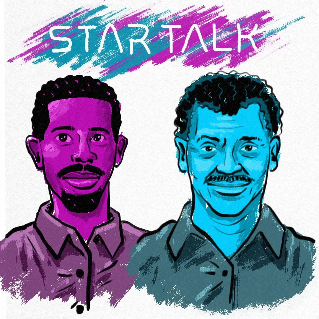 stylized portrait of Chuck Nice and Neil DeGrasse Tyson