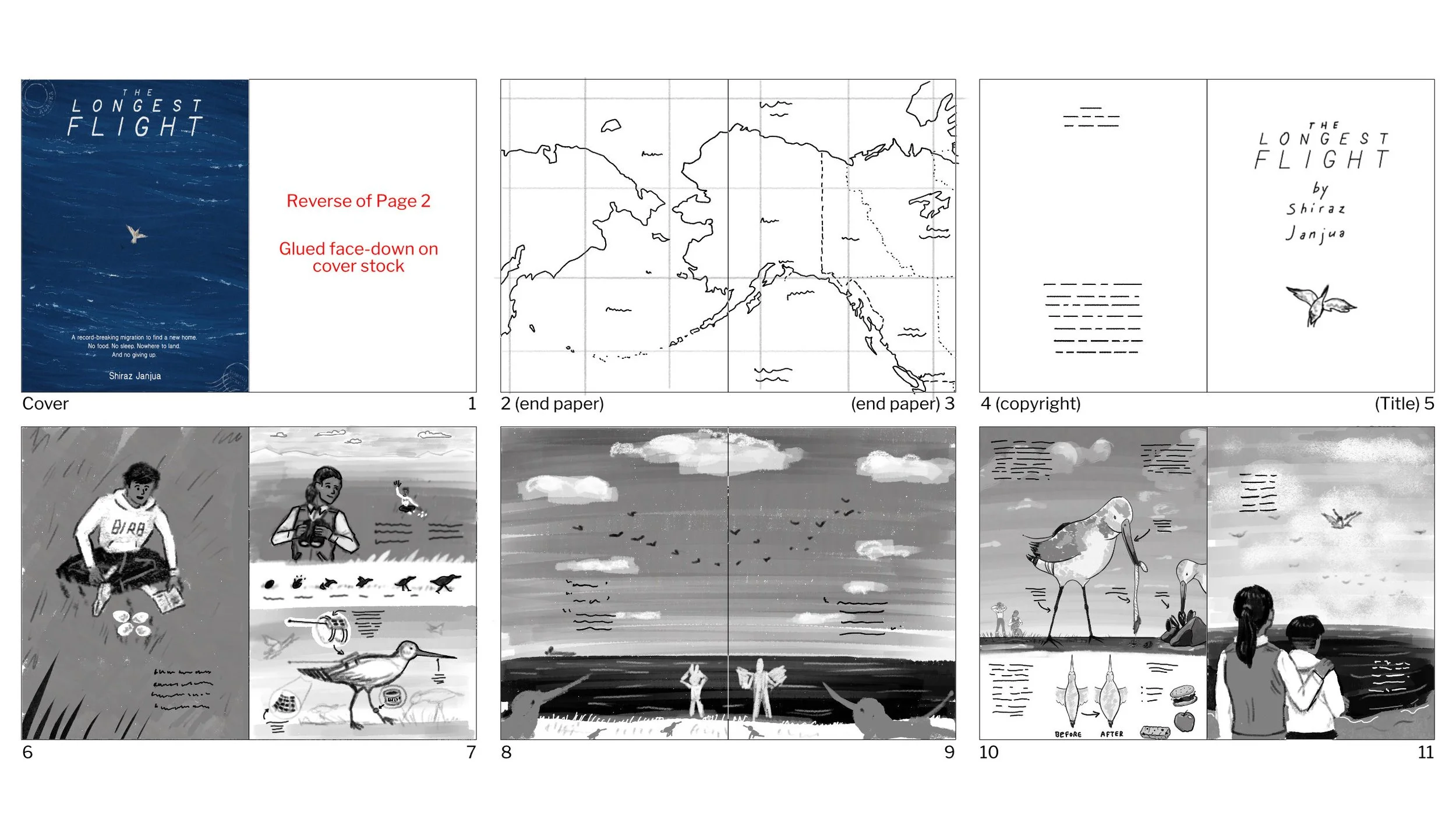 Rough thumbnails of book spreads 1