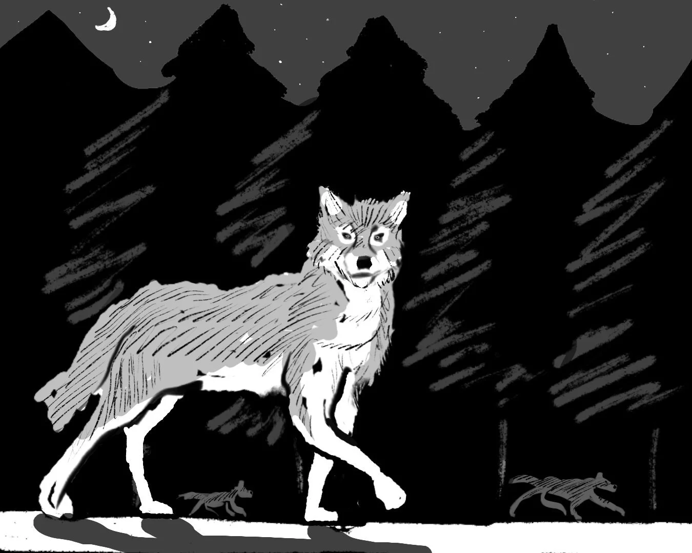 Thumbnail sketch of wolf in forest