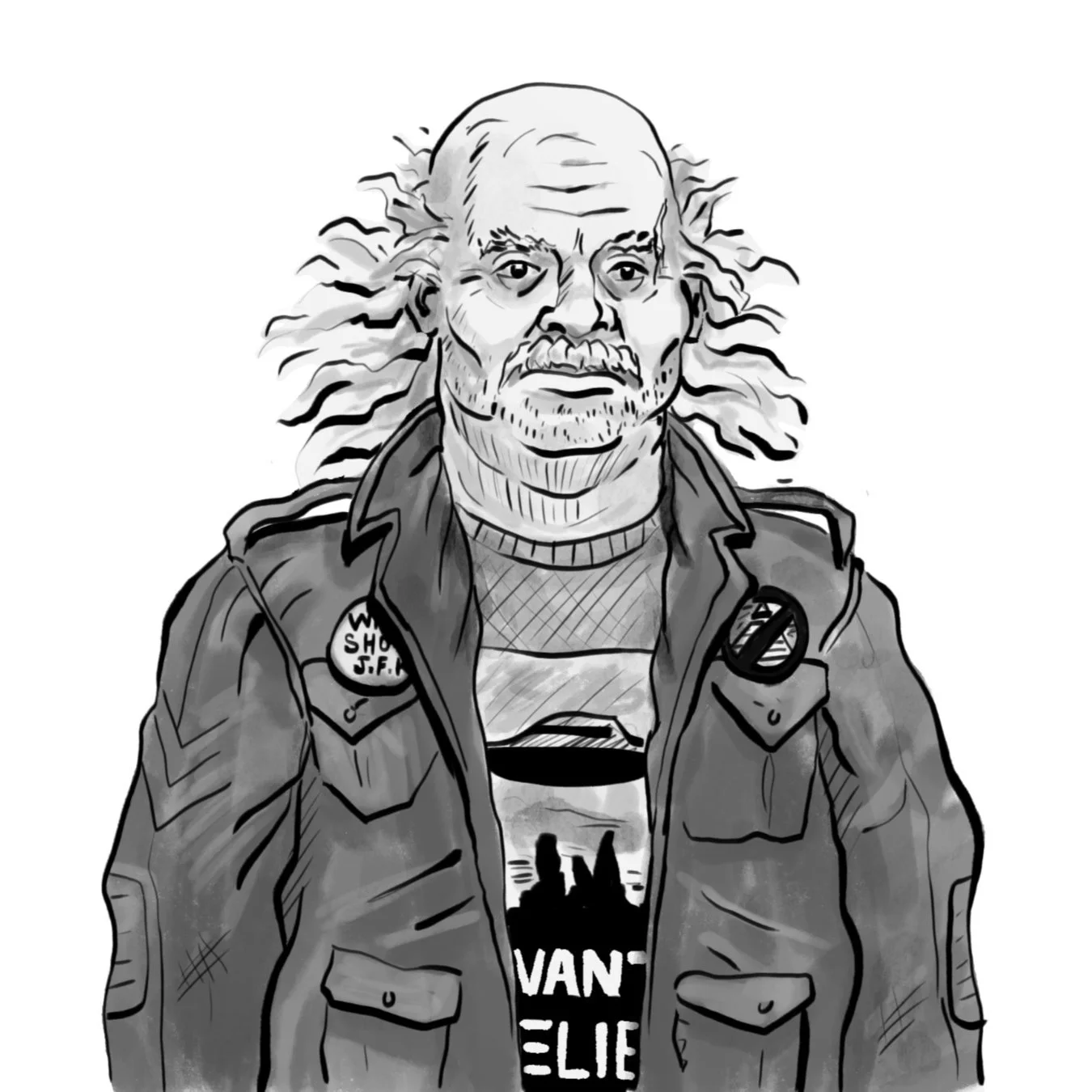 Illustration of traumatized veteran