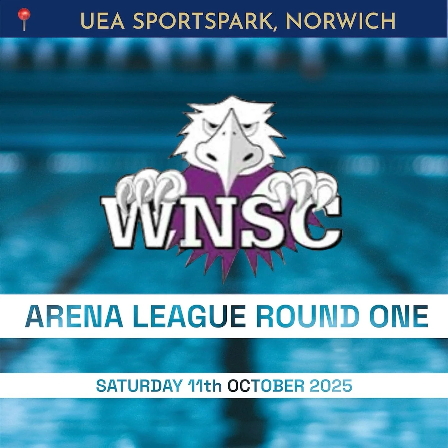 🏊🏻&zwj;♀️ ARENA LEAGUE ROUND ONE 🏊🏻&zwj;♂️

🗓️ Saturday 11th October 2025

🕟 Arrival Times:

Swimmers to arrive by 13:10
Racing starts 14:05

📍 UEA Sportspark Norwich  NR4 7TJ 

🚗 Parking is free at the UEA, however please remember to validat