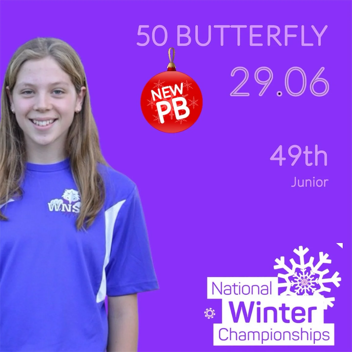 Congratulations to Olivia for her impressive performance at the Winter Nationals, where she achieved a personal best time of 29.06 in the 50 butterfly! Finishing 49th overall among juniors is a remarkable accomplishment, showcasing her hard work and 