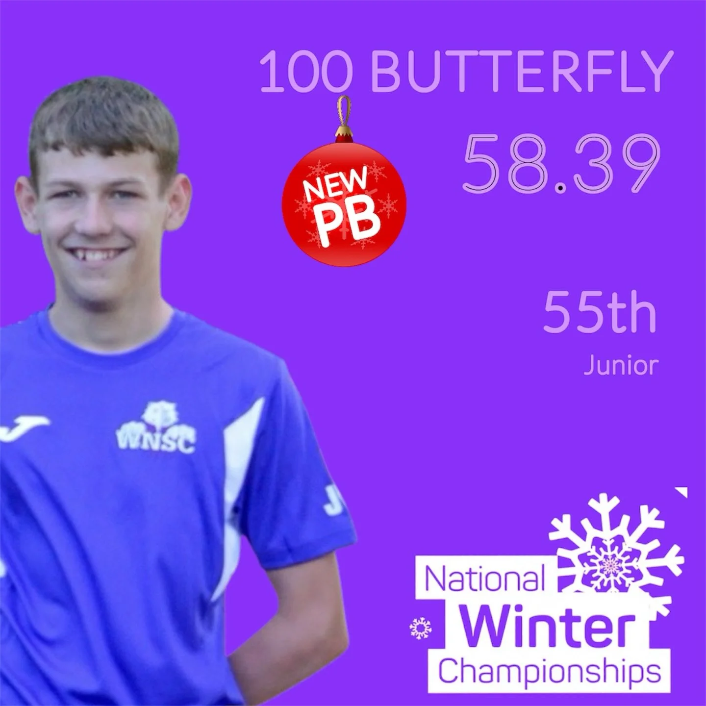 Congratulations to Jamie on his impressive performance in the 100 butterfly at Winter Nationals! He achieved a personal best time of 58.39, securing 55th place overall in the junior category. This is just the second of three events for Jamie, and we 