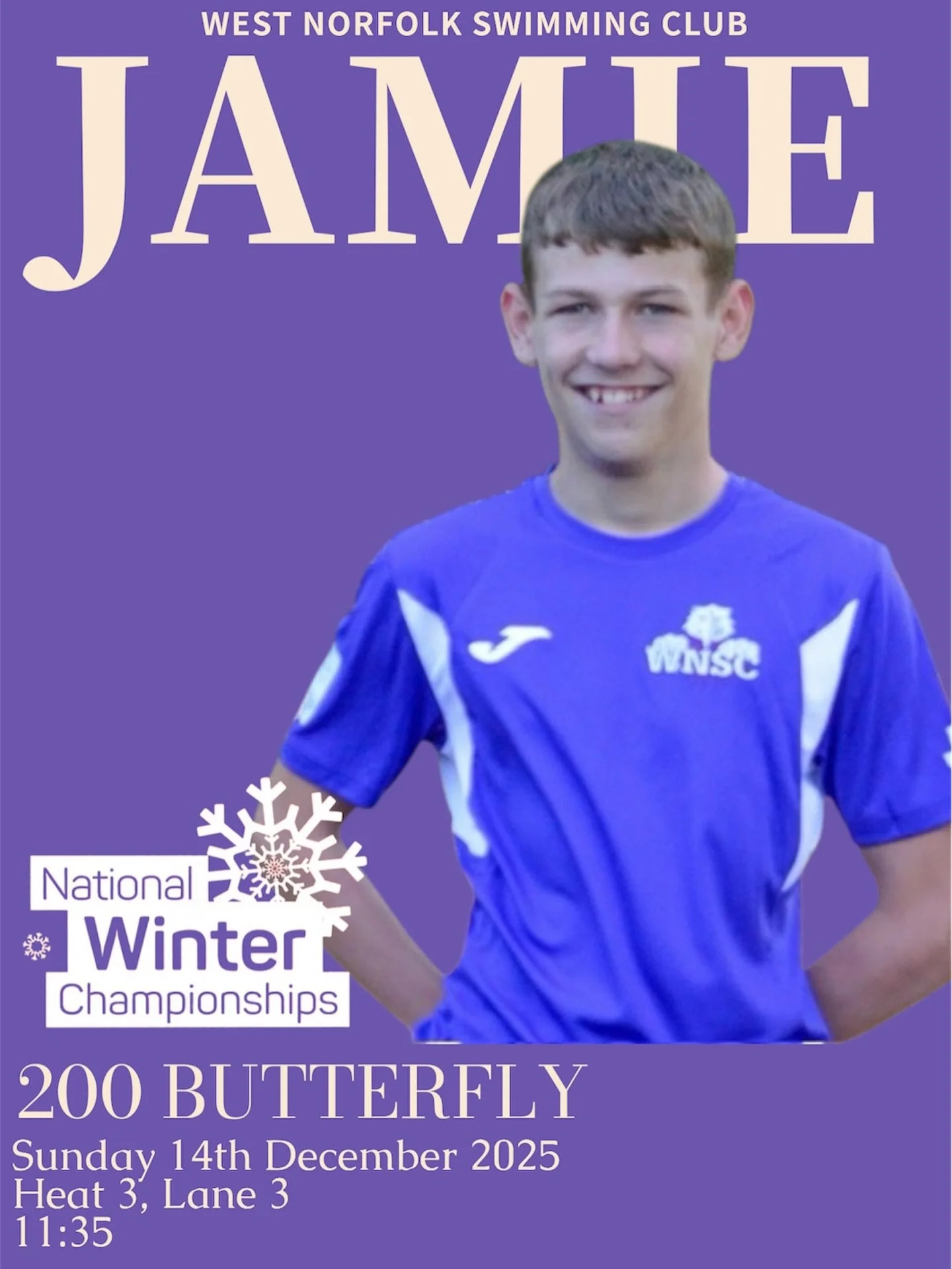 Jamie is set to compete in his third event at Winter Nationals tomorrow, tackling the 200m butterfly. He&rsquo;ll be in Heat 3, Lane 3, around 11:35am. Best of luck Jamie!

You can catch all the action live on Swim England&rsquo;s YouTube channel.

#