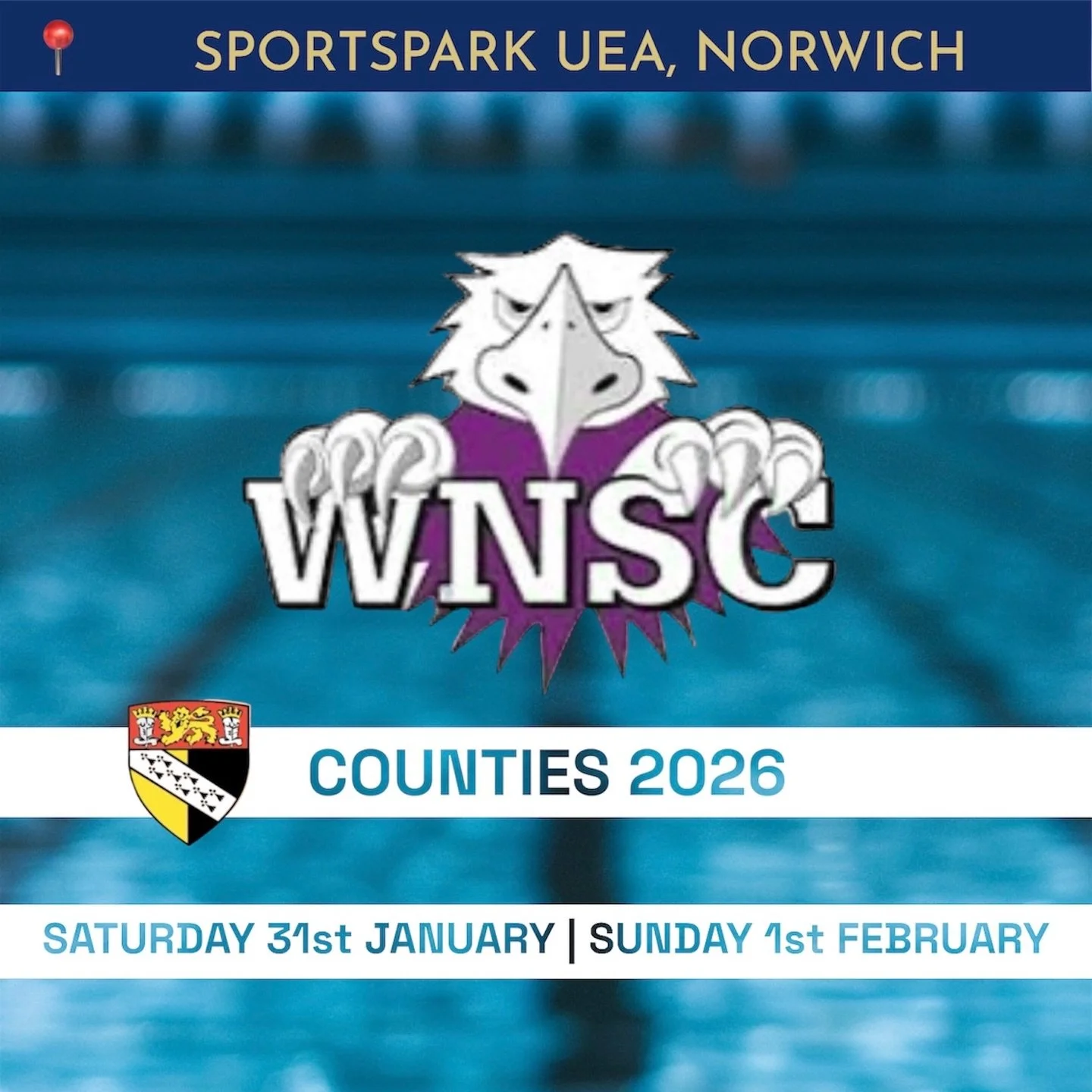 🏊🏻&zwj;♀️ COUNTIES 2026 🏊🏻&zwj;♂️

🗓️ Saturday 31st January &amp; Sunday 1st February 2026

🕟 Arrival Times:

Saturday
Session Three: 08:00
Session Four: 13:00

Sunday
Session Five: 08:00
Session Six: 12:45

⌚️ Please refer to your individual a