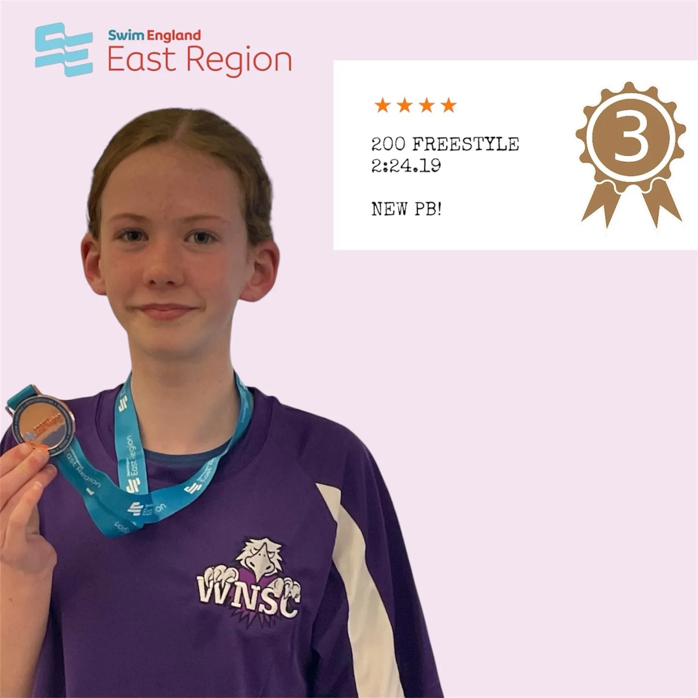 Our regional swimmers had an incredible weekend at the Swim England Regional Long Course Championships being held in Norwich this bank holiday weekend, bringing home a collection of medals between them.

Mabelle took home a bronze medal in the 200m f