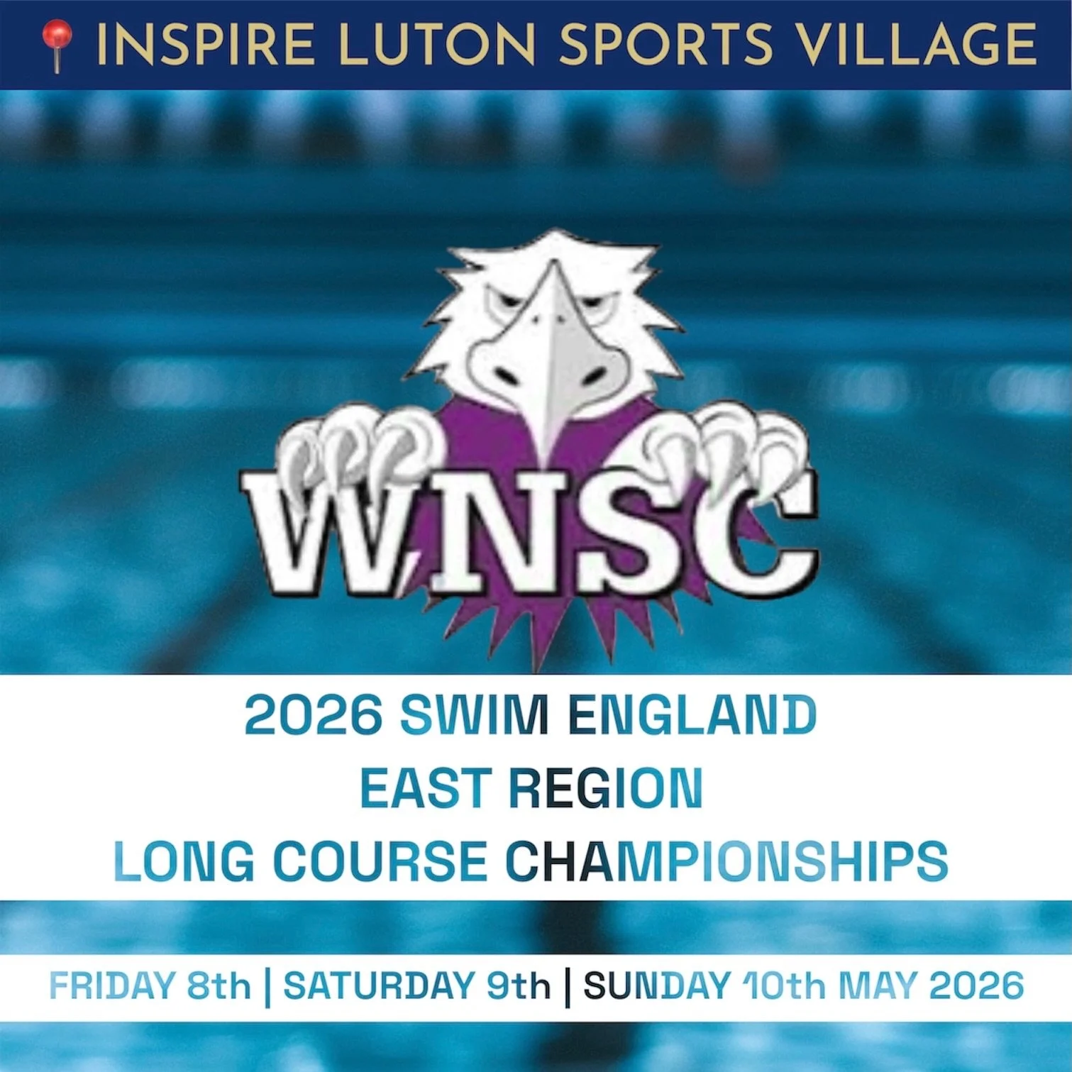 🏊🏻&zwj;♀️ 2026 Swim England East Region Long Course Championships - weekend three 🏊🏻&zwj;♂️

🗓️ Friday 8th, Saturday 9th &amp; Sunday 10th May 2026

🕟 Arrival times: Swimmers please refer to your individual arrival times as specified by your He