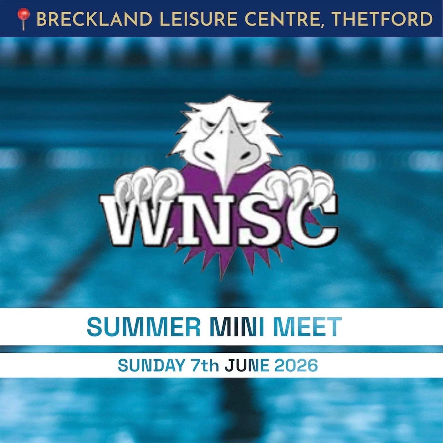 🏊🏻&zwj;♀️ SUMMER MINI MEET 🏊🏻&zwj;♂️

🗓️ Sunday 7th June 2026

🕟 Arrival Time 15:45 for 16:15 warmup

⚠️important: if your swimmer arrives late, they risk being withdrawn from the competition and fined.

📍 Breckland Leisure Centre and Waterwor