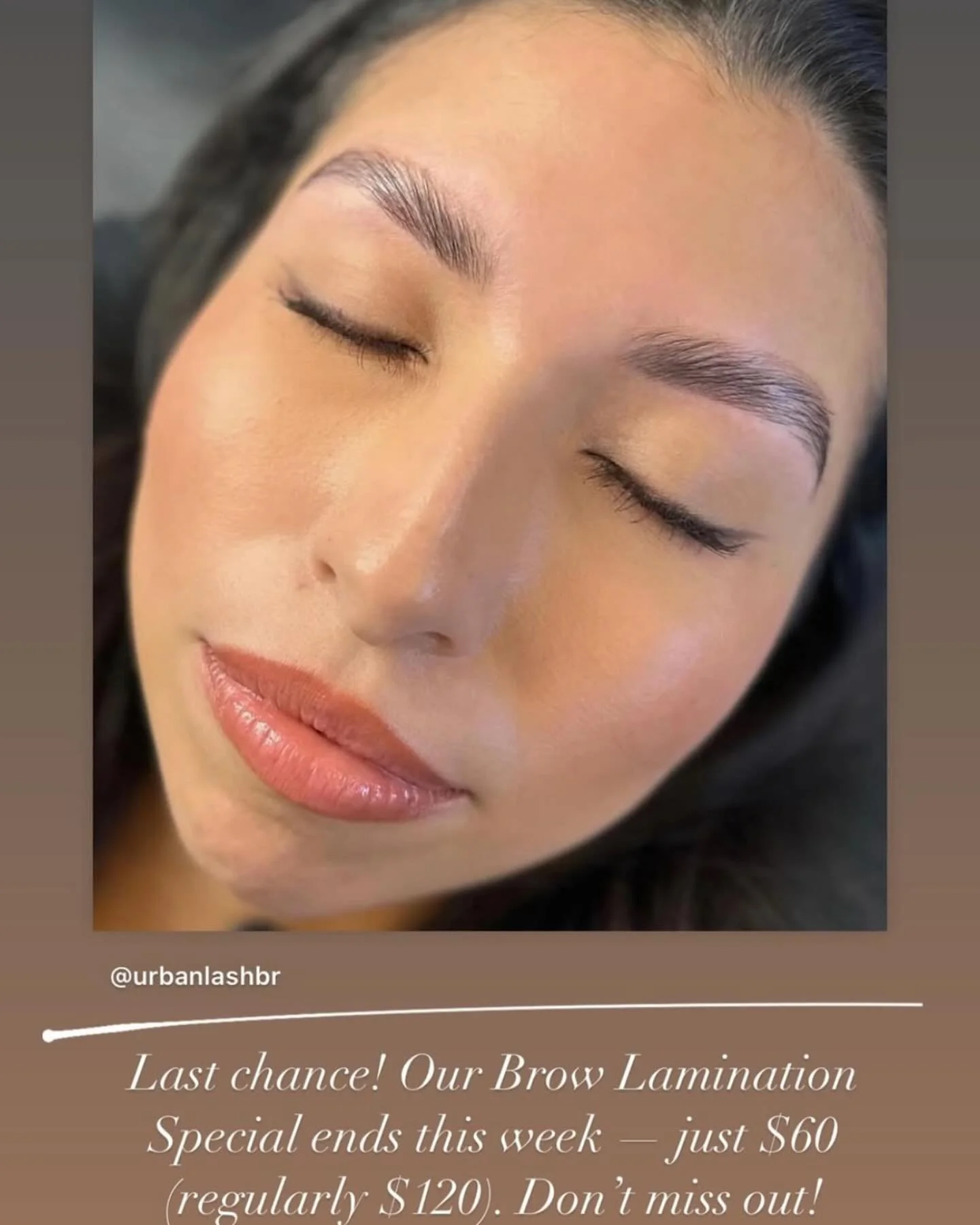 😍 Just 2 more days left to book this amazing deal! Half off?! Um, yes! Head over to @urbanlashbr to book your brow lamination today. #GloLuxeAesthetics #Medspa #UrbanLash