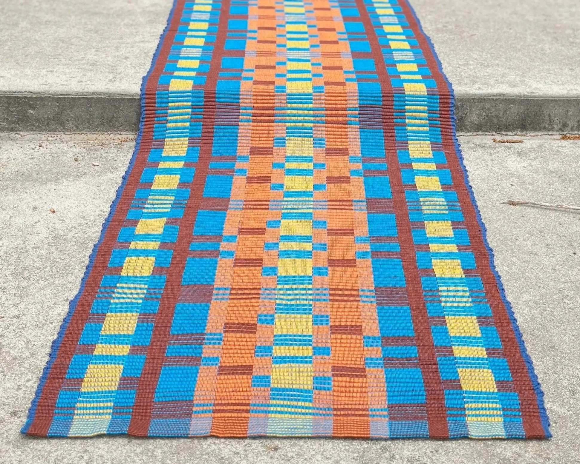 "Sunset after Helene"
Cotton rug, rep weave, (23x70)