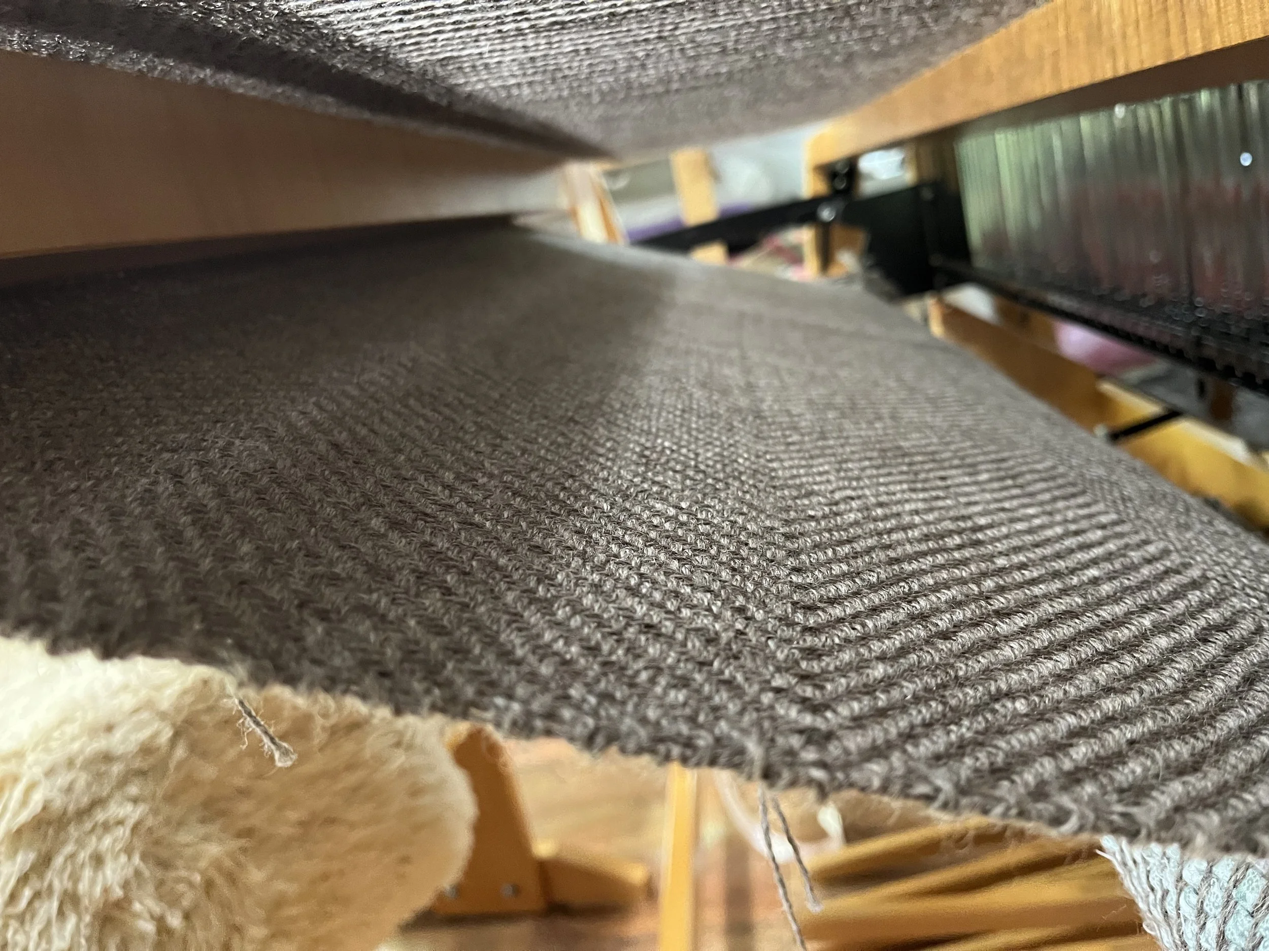 Blue Ridge blankets on the loom, for Local Cloth, Asheville NC