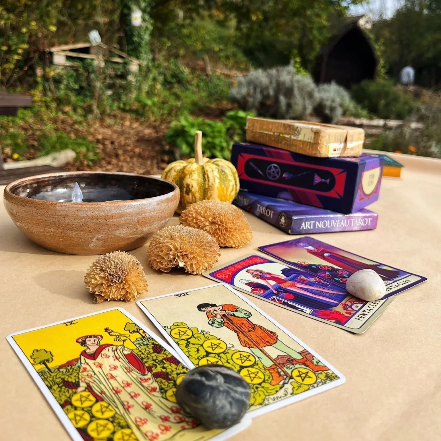 Hairy Violets workshop set up - altar point created in Liquorice Park.
