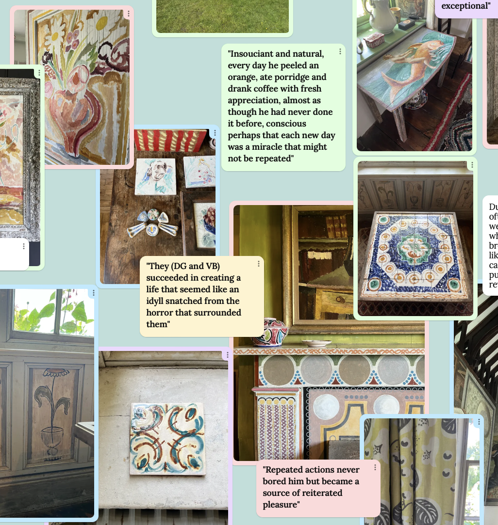 Close up of artwork created as part of unweeded with Zara sands and Kim Thompson. Collage work that explores the life and work of Duncan Grant as an artist, conscientious objector, father, friend and lover.